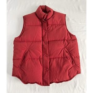 Eddie Bauer Premium Goose Down Puffer Vest Women's L Red High Loft Retro Winter